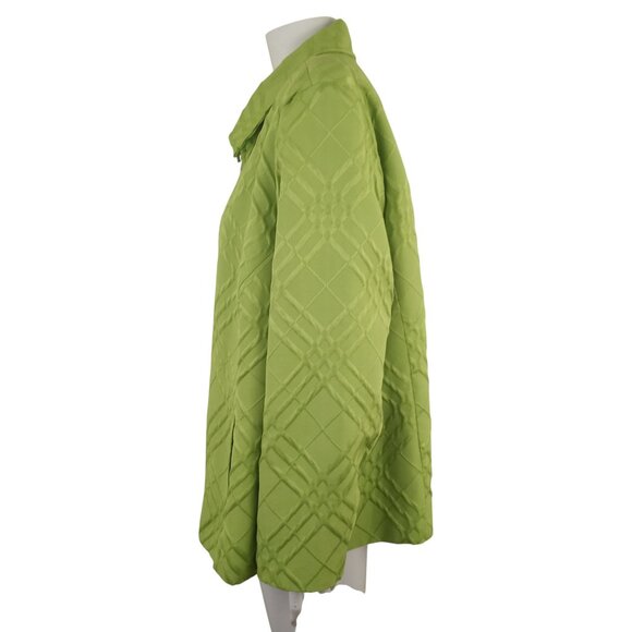 Erin London Lime Green Textured Zip Front Long Sleeve Jacket - Picture 3 of 7